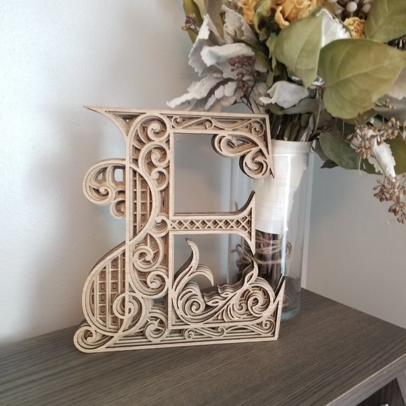 Letter A B C D E F G H I-Wood Multi-layer Monogram - Picture 5 of 16